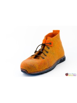 Зимние полуботинки женские на шнурках из войлока