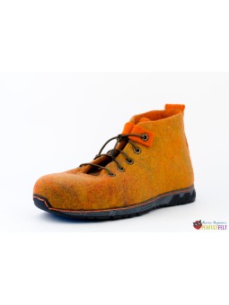 Зимние полуботинки женские на шнурках из войлока