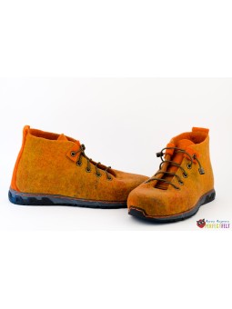 Зимние полуботинки женские на шнурках из войлока