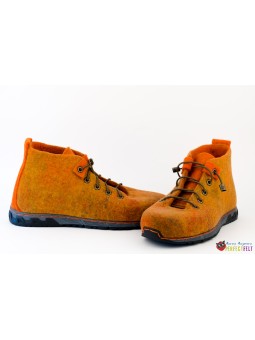 Зимние полуботинки женские на шнурках из войлока