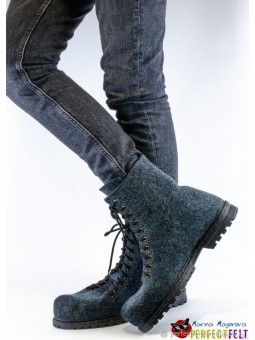 Зимние мужские ботинки Strict gray ручной работы из войлока на подошве