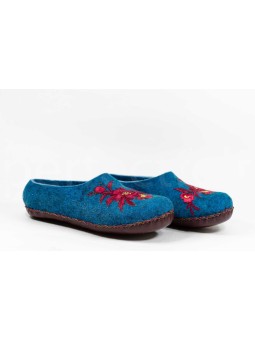 Женские войлочные тапочки с цветочной вышивкой