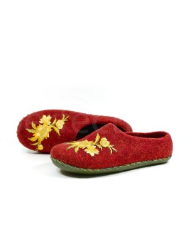 Женские войлочные тапочки с цветами